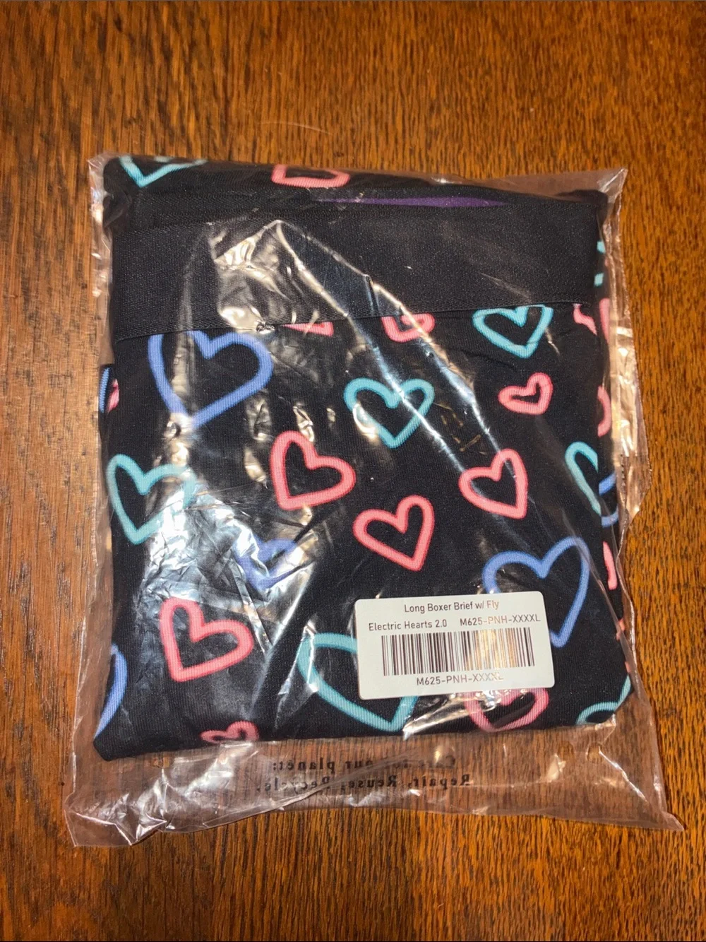 MeUndies Men’s XXXXL Electric Hearts 2.0 Long Boxer Brief w/ Fly - New in Bag